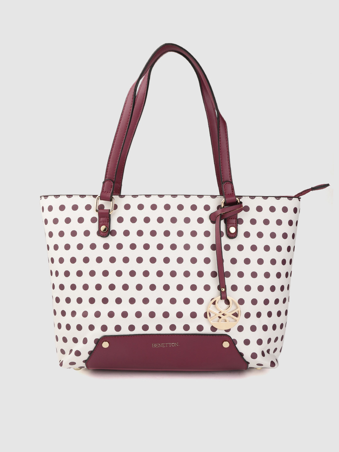 

United Colors of Benetton White & Purple Polka Dot Print Shoulder Bag