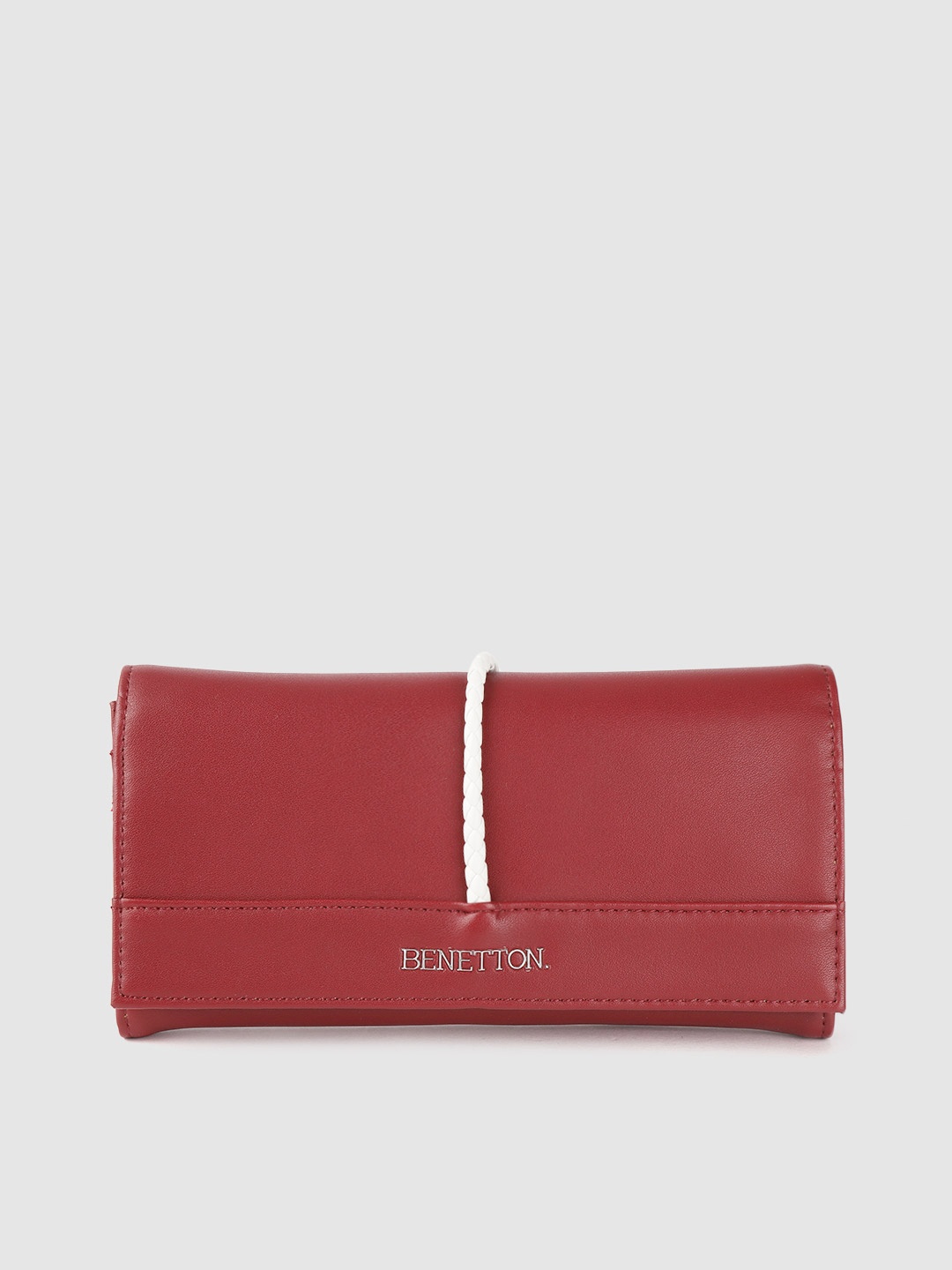 

United Colors of Benetton Women Maroon Solid Two Fold Wallet