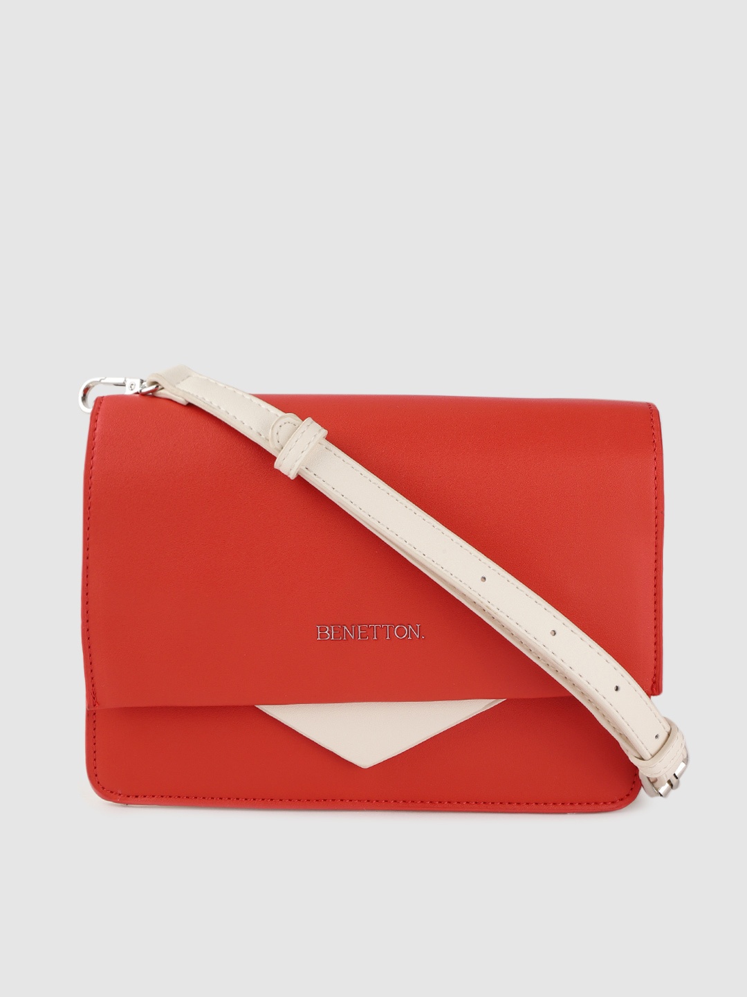 

United Colors of Benetton Red & Beige Solid Sling Bag