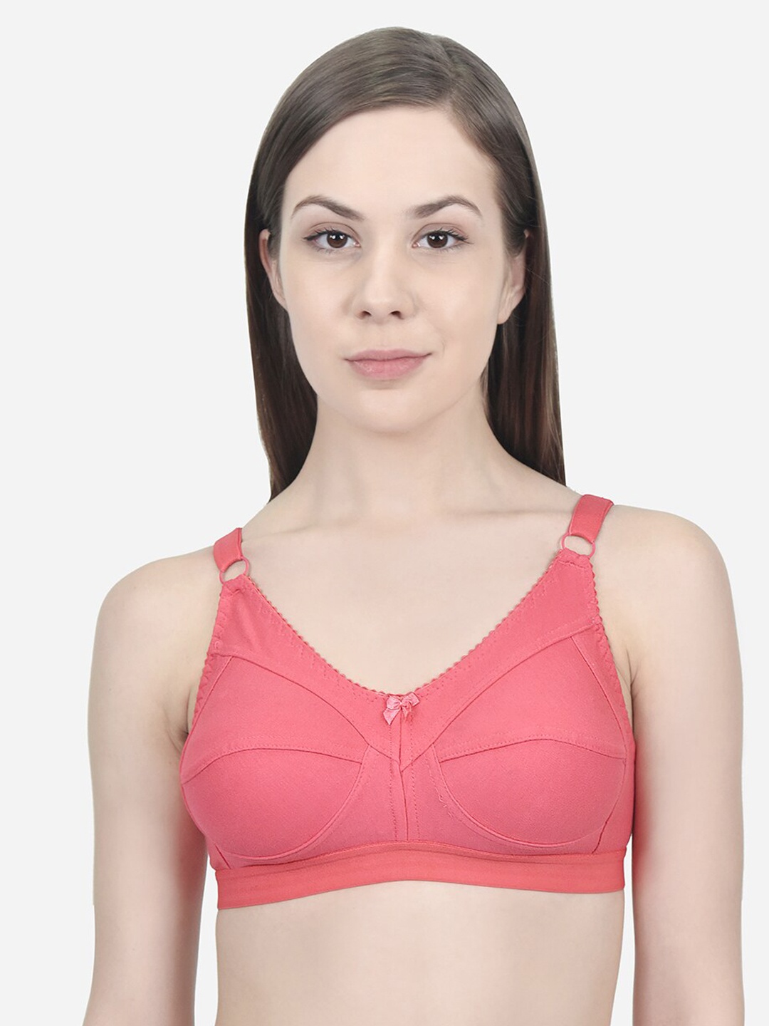 

Innocence Coral Pink Solid Non-Wired Non Padded Minimizer Bra BBAPLIN90160