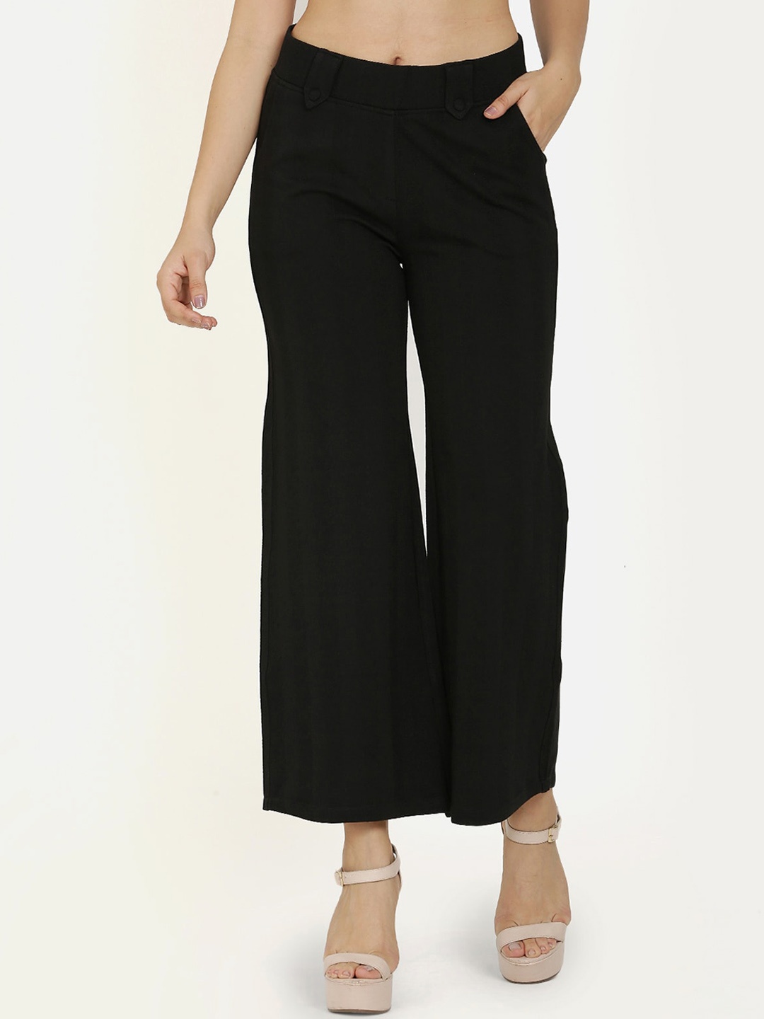 

Westwood Women Black Loose Fit Solid Parallel Trousers