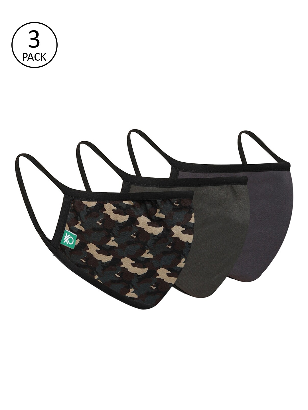 

United Colors of Benetton Unisex 3 Pcs Assorted 3 Ply Reusable Cloth Masks