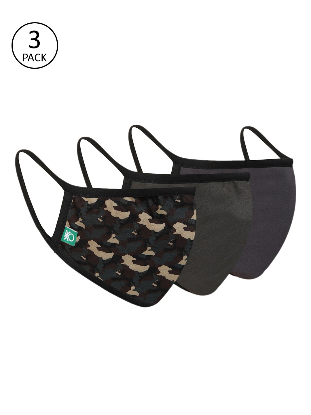 

United Colors of Benetton Unisex Pack of 3 Pcs Assorted Reusable 3-Ply Cloth Masks