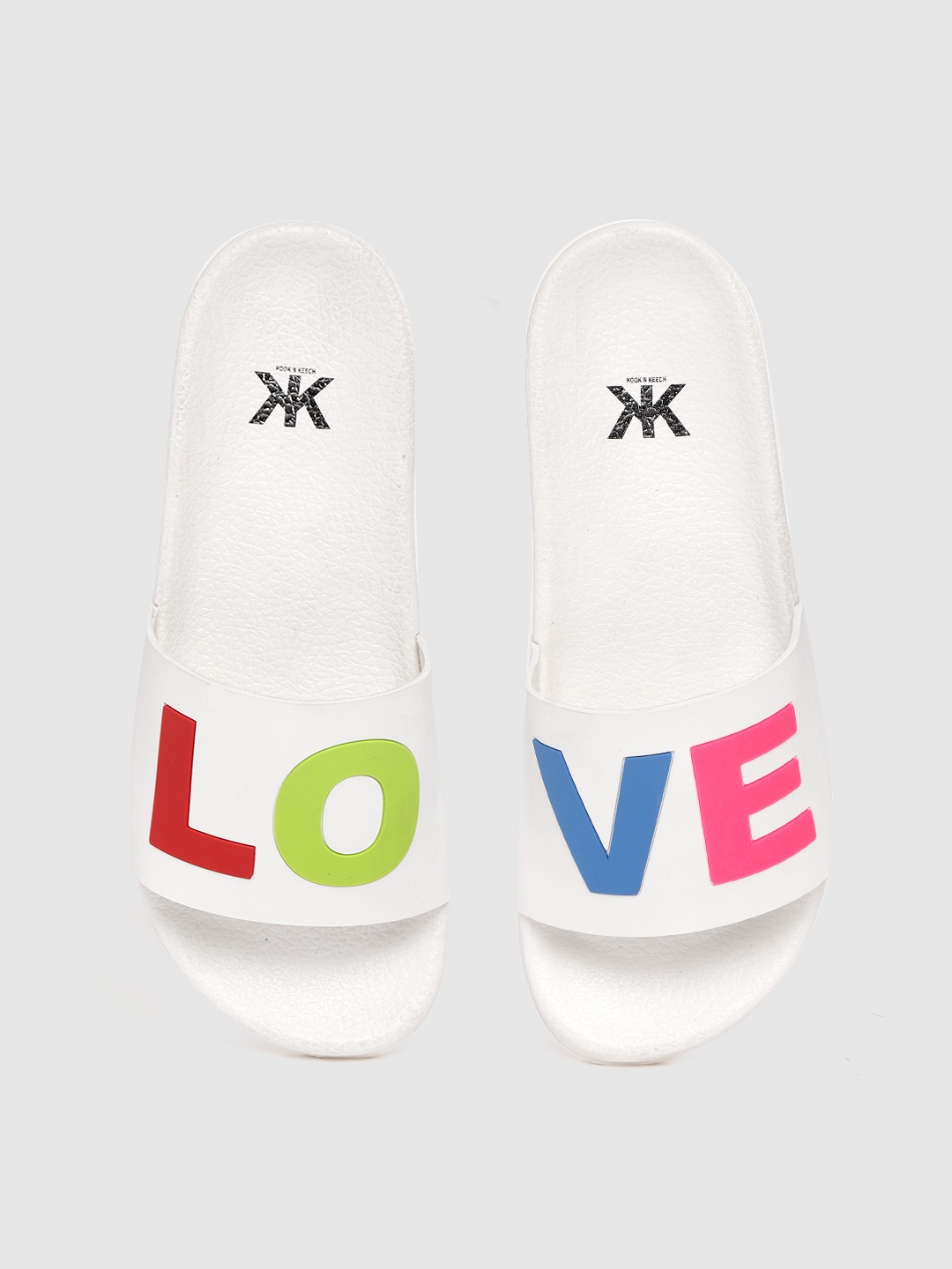 

Kook N Keech Women White & Blue Typography Sliders