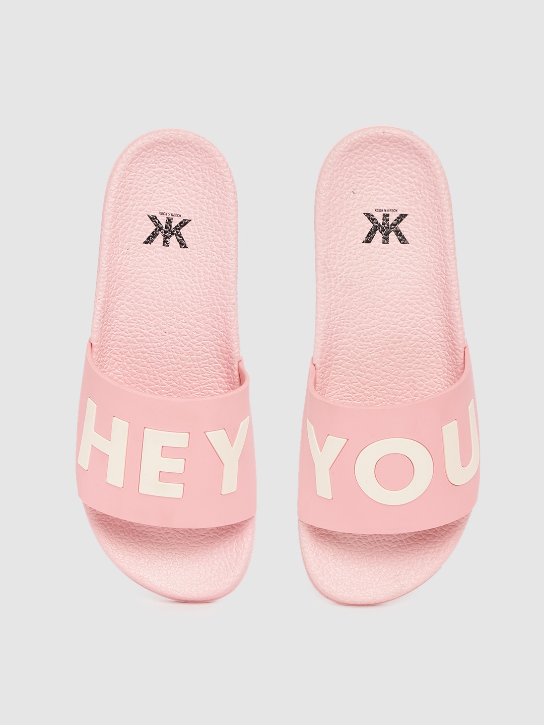 

Kook N Keech Women Pink & White Typography Sliders