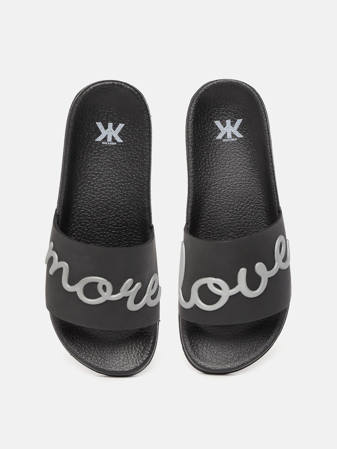 

Kook N Keech Women Black & Grey Embossed Sliders