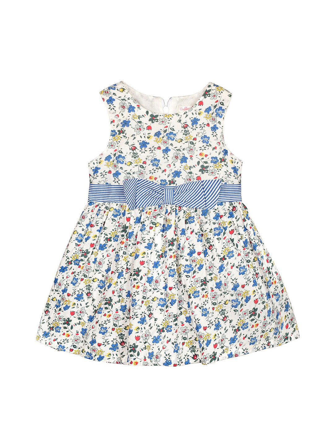 

Budding Bees Infant Girls Blue & Off White Floral Print Fit and Flare Dress