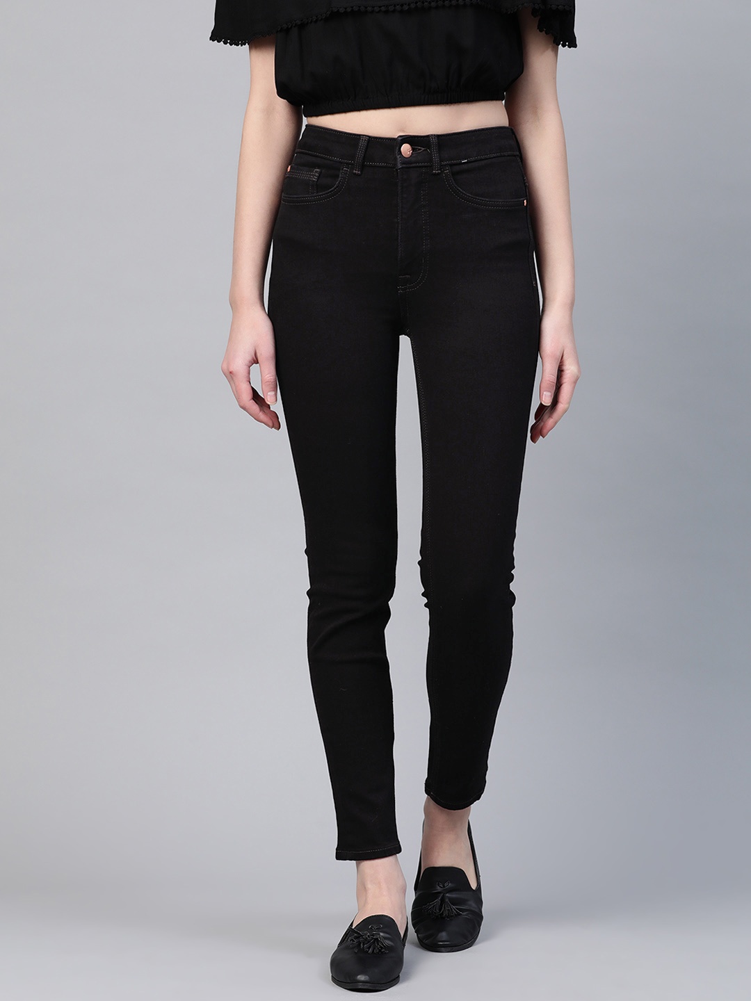 

Marks & Spencer Women Black Skinny Fit Mid-Rise Clean Look Stretchable Jeans