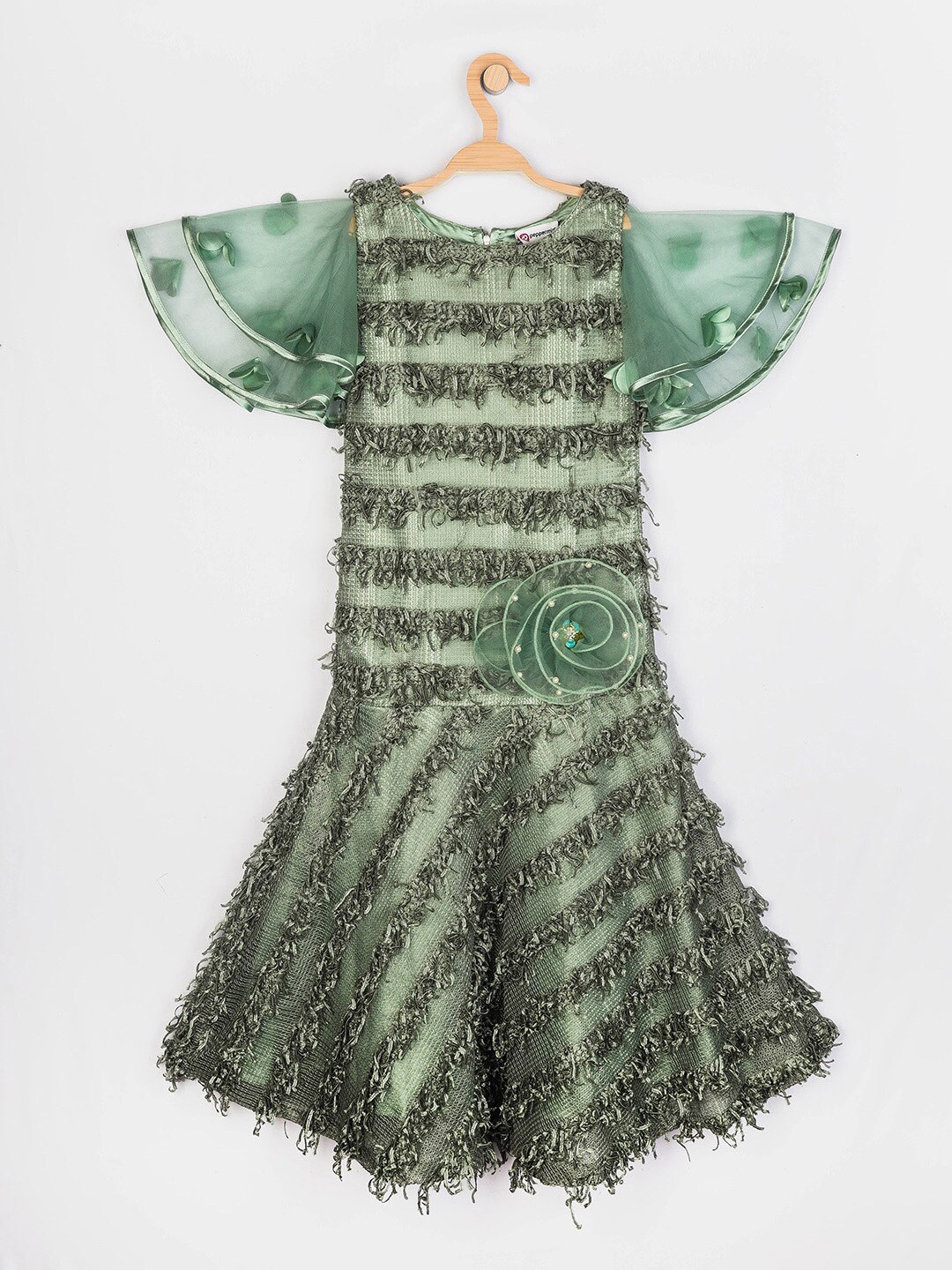 

Peppermint Girls Olive Green Embellished Maxi Dress
