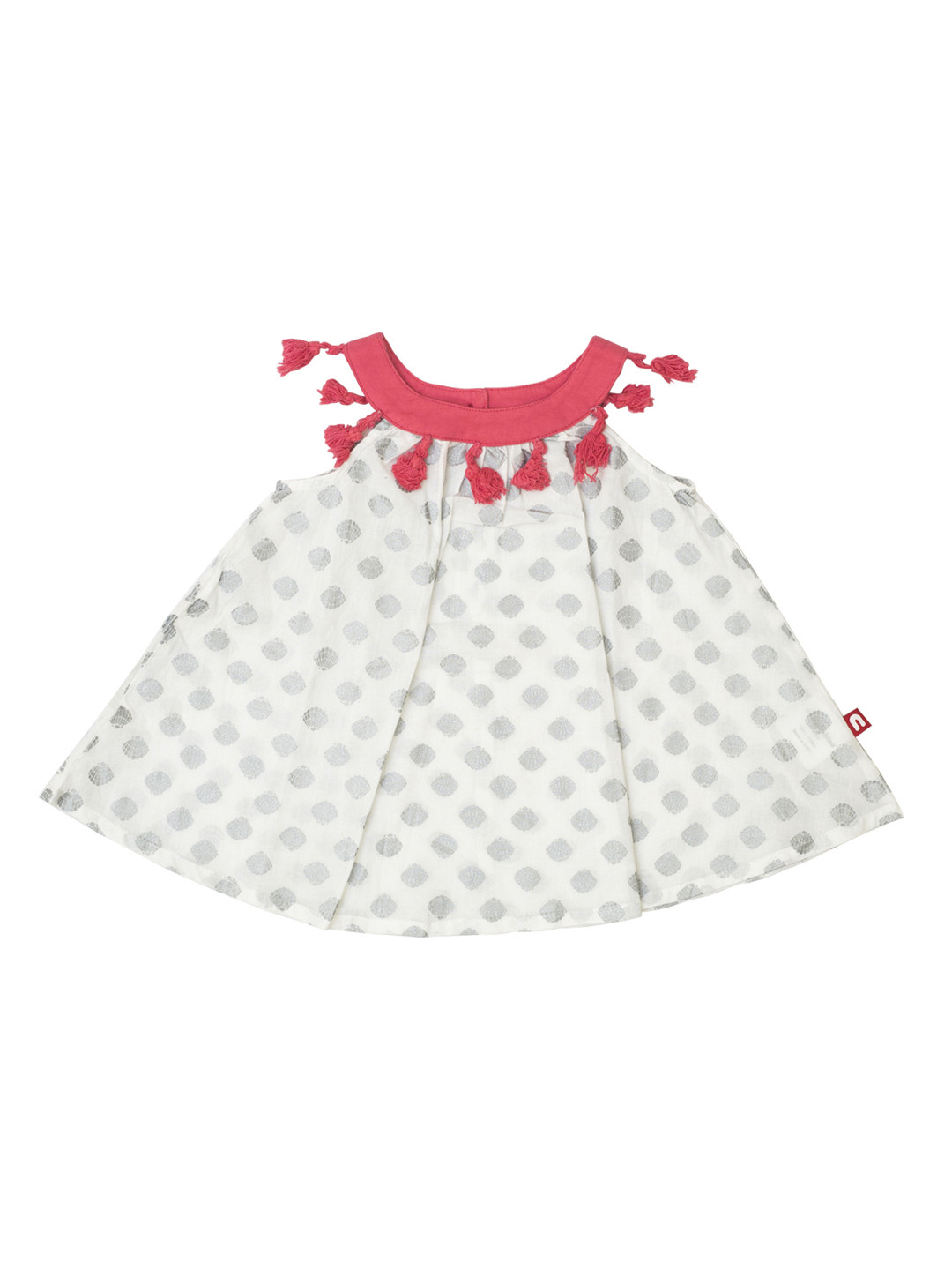 

Nino Bambino Infant Girls White & Grey Organic Cotton Printed A-Line Dress