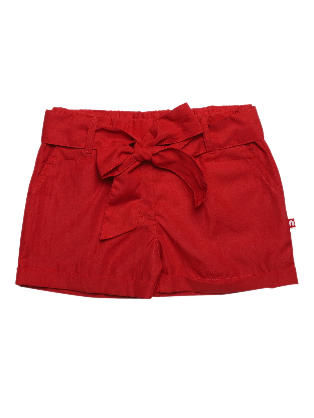 

Nino Bambino Girls Red Organic Cotton Solid Regular Shorts