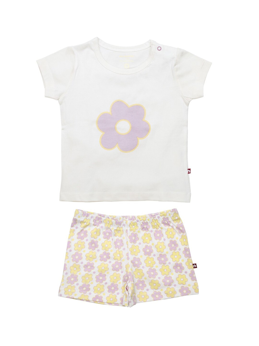 

Nino Bambino Girls White & Pink Printed Organic Cotton T-shirt with Shorts
