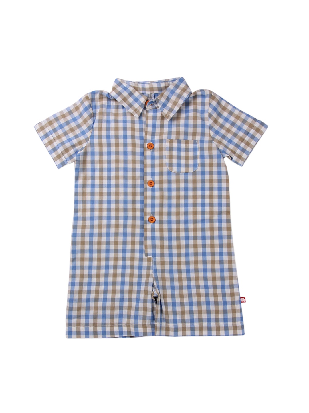 

Nino Bambino Infant Boys Blue & White Checked Organic Cotton Sustainable Rompers