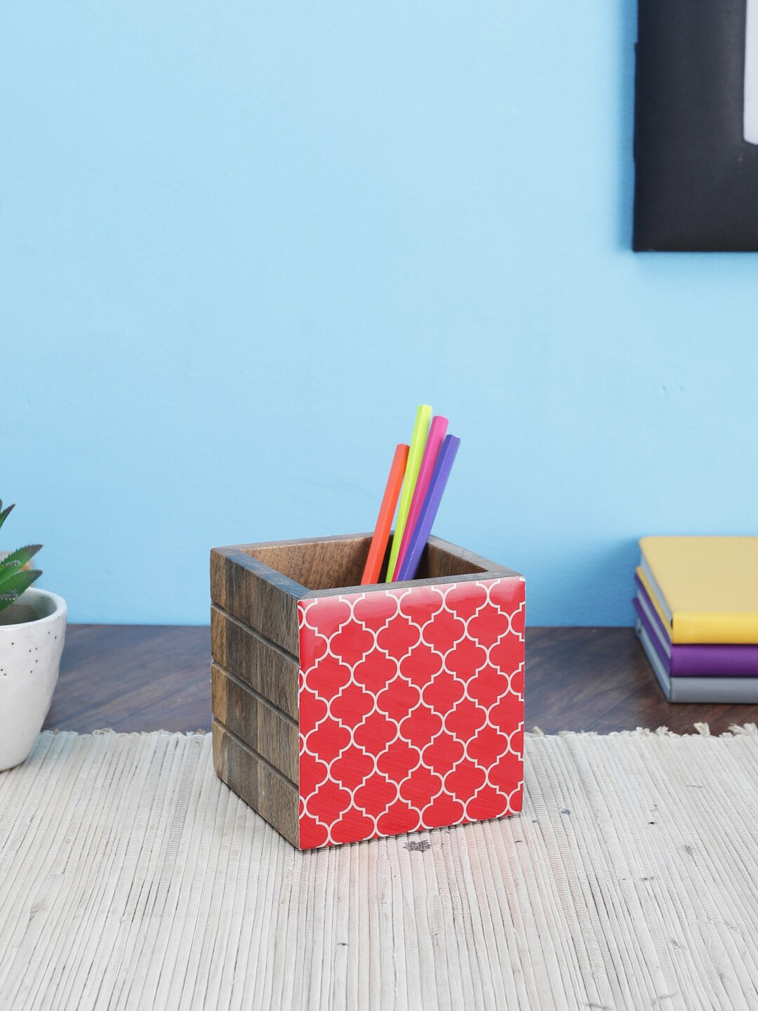 

VarEesha Red Moroccan Handmade Mango Wood Stationary Holder