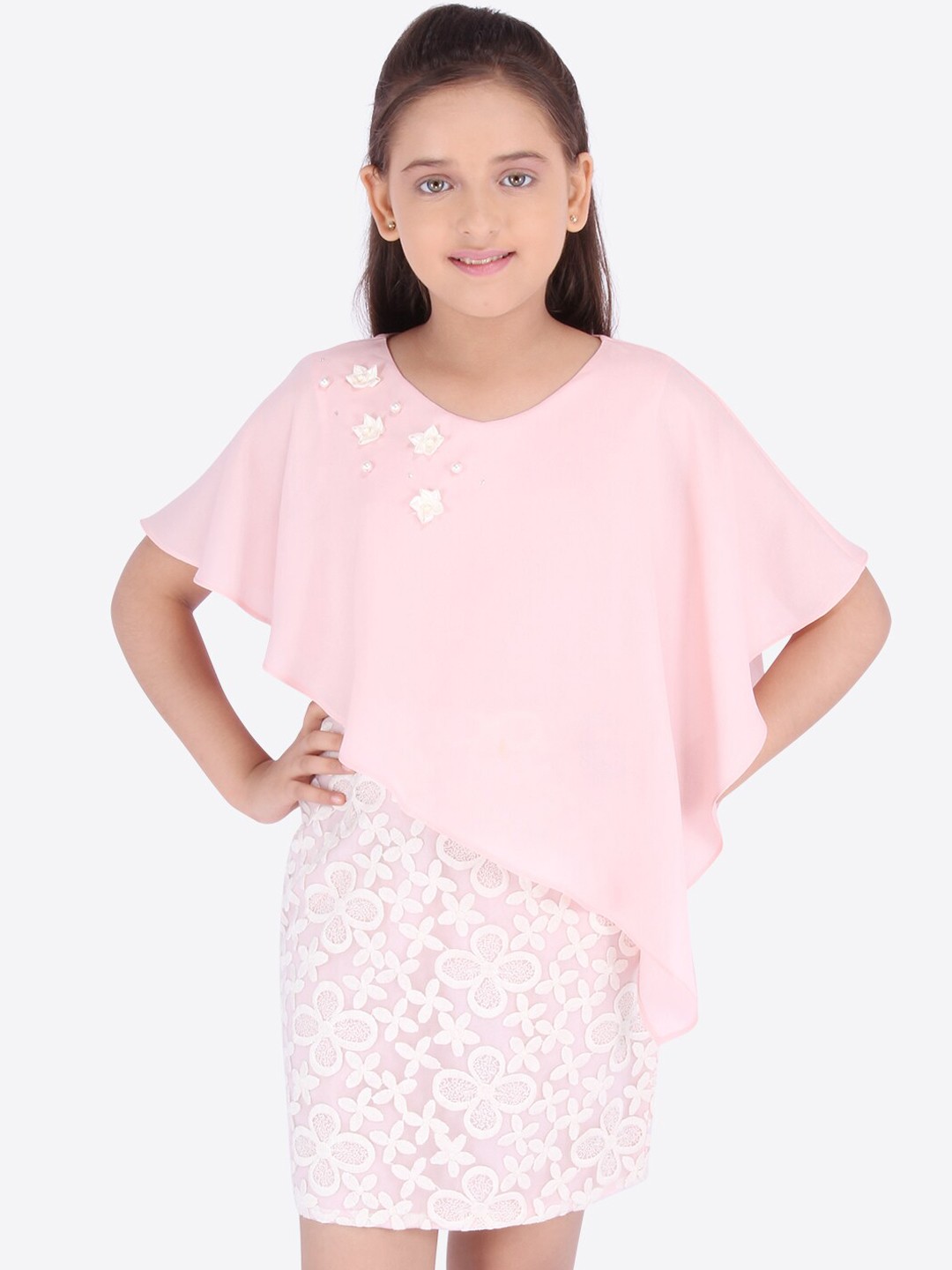 

CUTECUMBER Girls Pink Floral Printed Sheath Dress