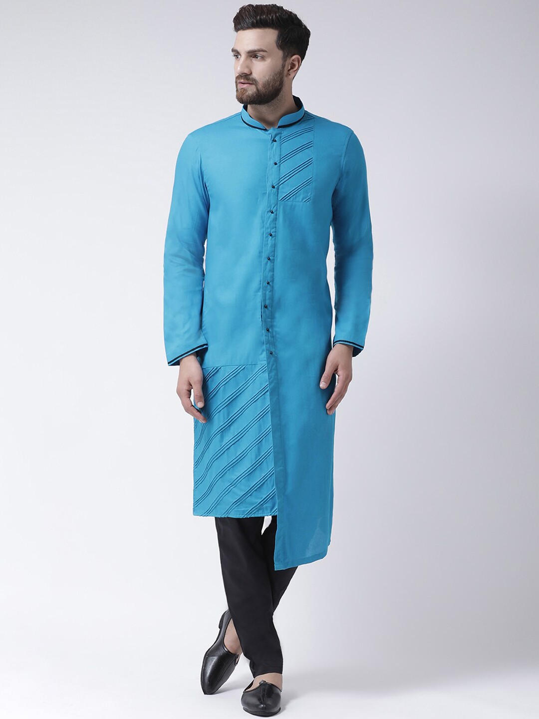 

I Know Men Blue Solid Straight Kurta