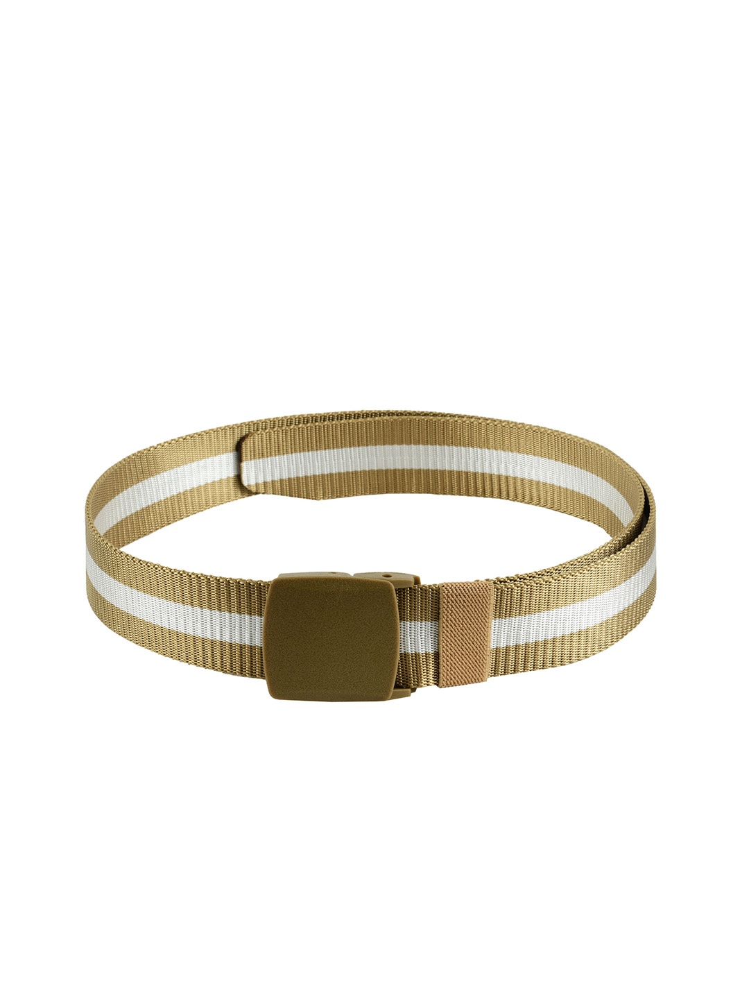 

WINSOME DEAL Men Gold-Toned & White Striped Belt