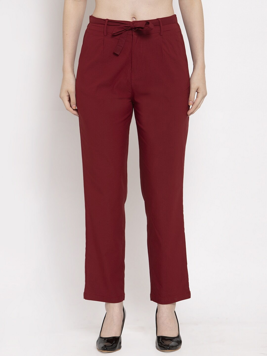 

Clora Creation Women Maroon Smart Slim Fit Solid Regular Trousers