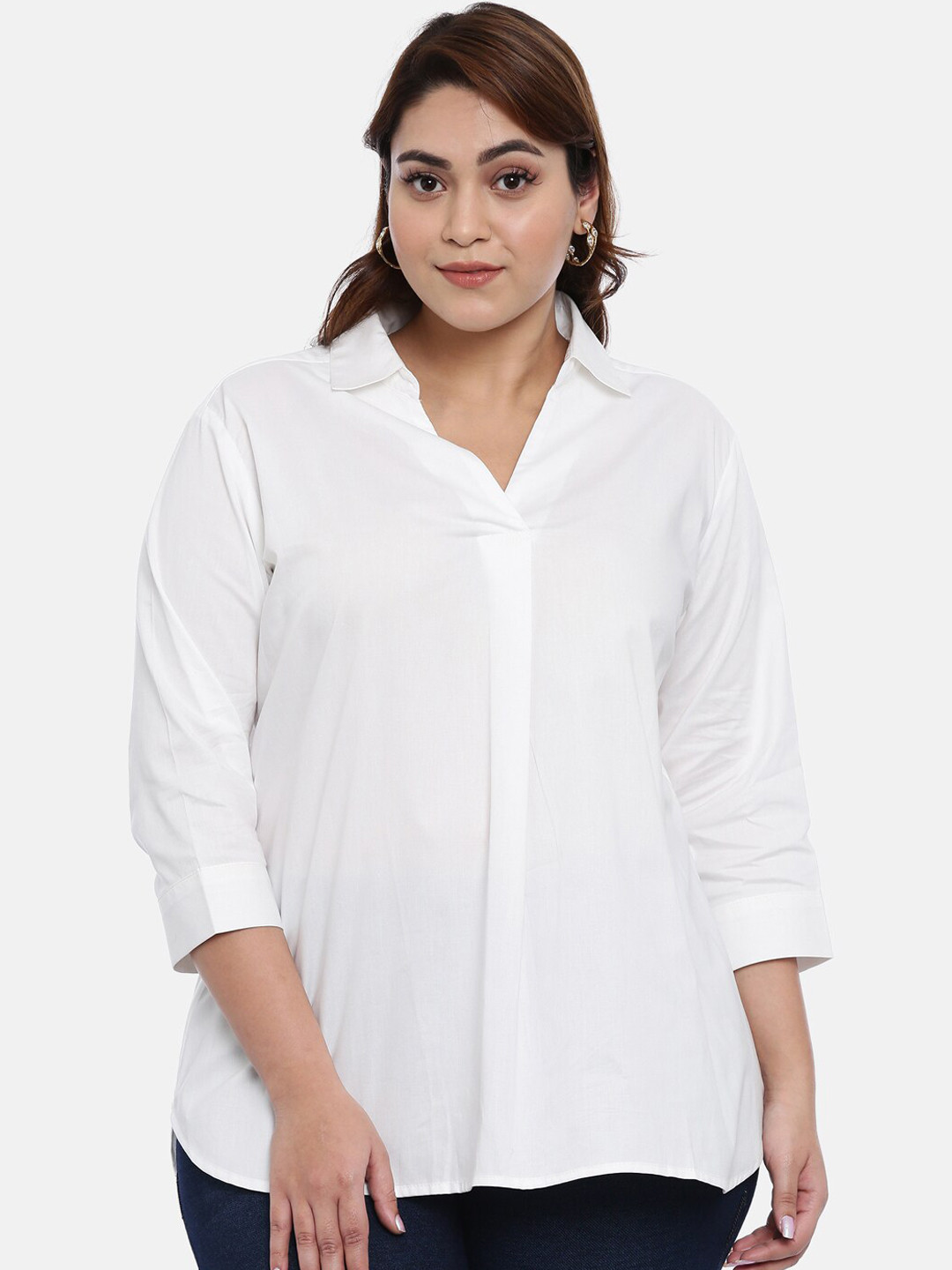 

The Pink Moon Women White Solid Semiformal Shirt
