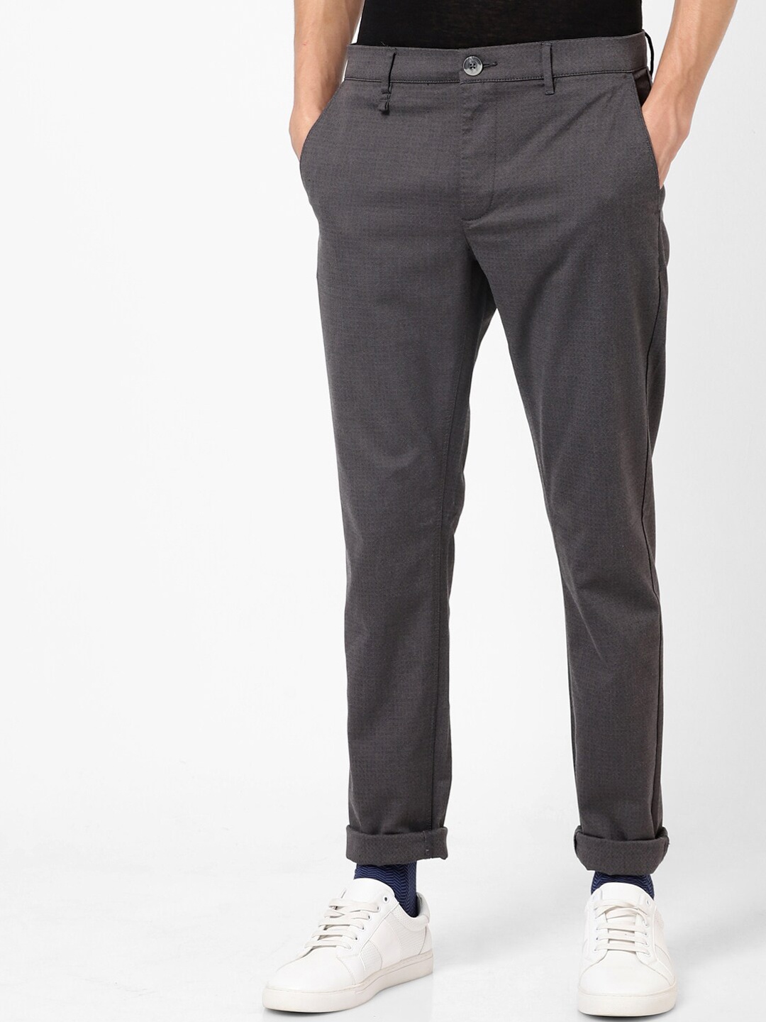 

Celio Men Grey Slim Fit Solid Regular Trousers