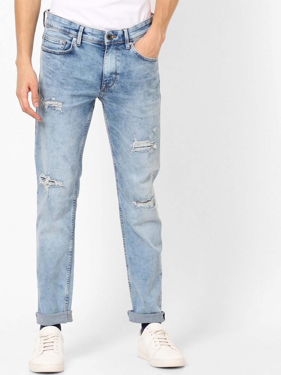 

Celio Men Blue Slim Fit Mid-Rise Mildly Distressed Stretchable Jeans