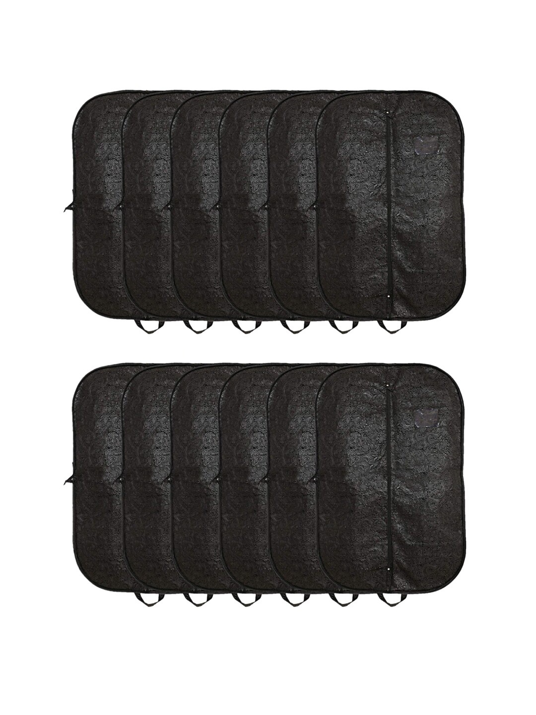 

Kuber Industries Men Set Of 12 Black Embossed Design Foldable Coat Blazer Covers