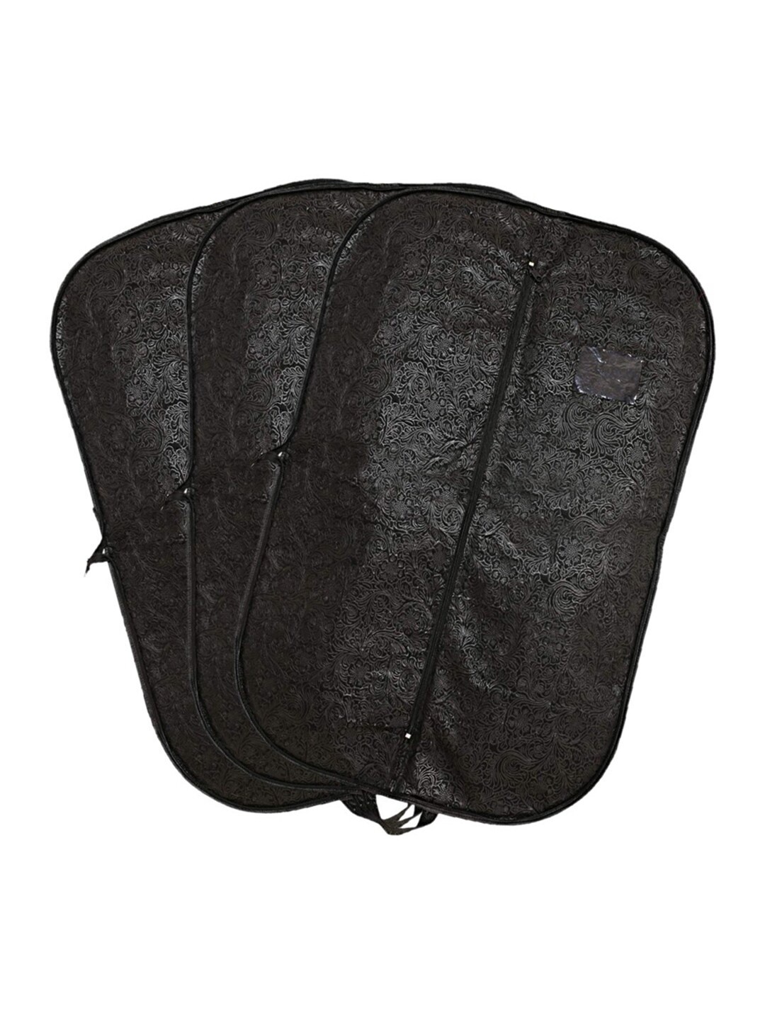 

Kuber Industries Men Set Of 3 Black Embossed Design Foldable Coat Blazer Covers