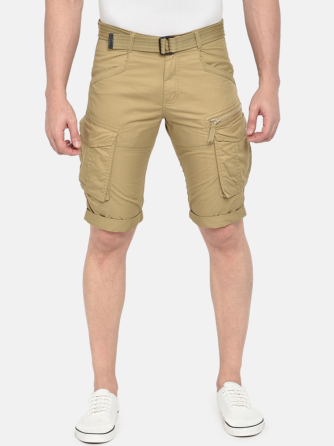 

beevee Men Khaki Solid Cargo Shorts