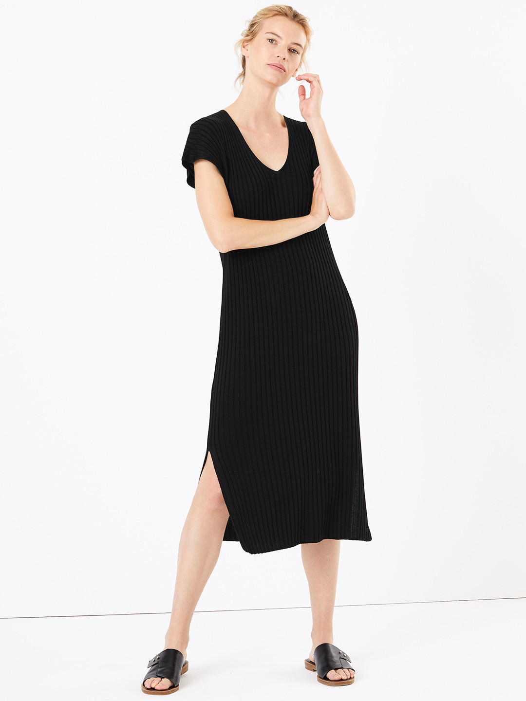 

Marks & Spencer Black A-Line Midi Dress