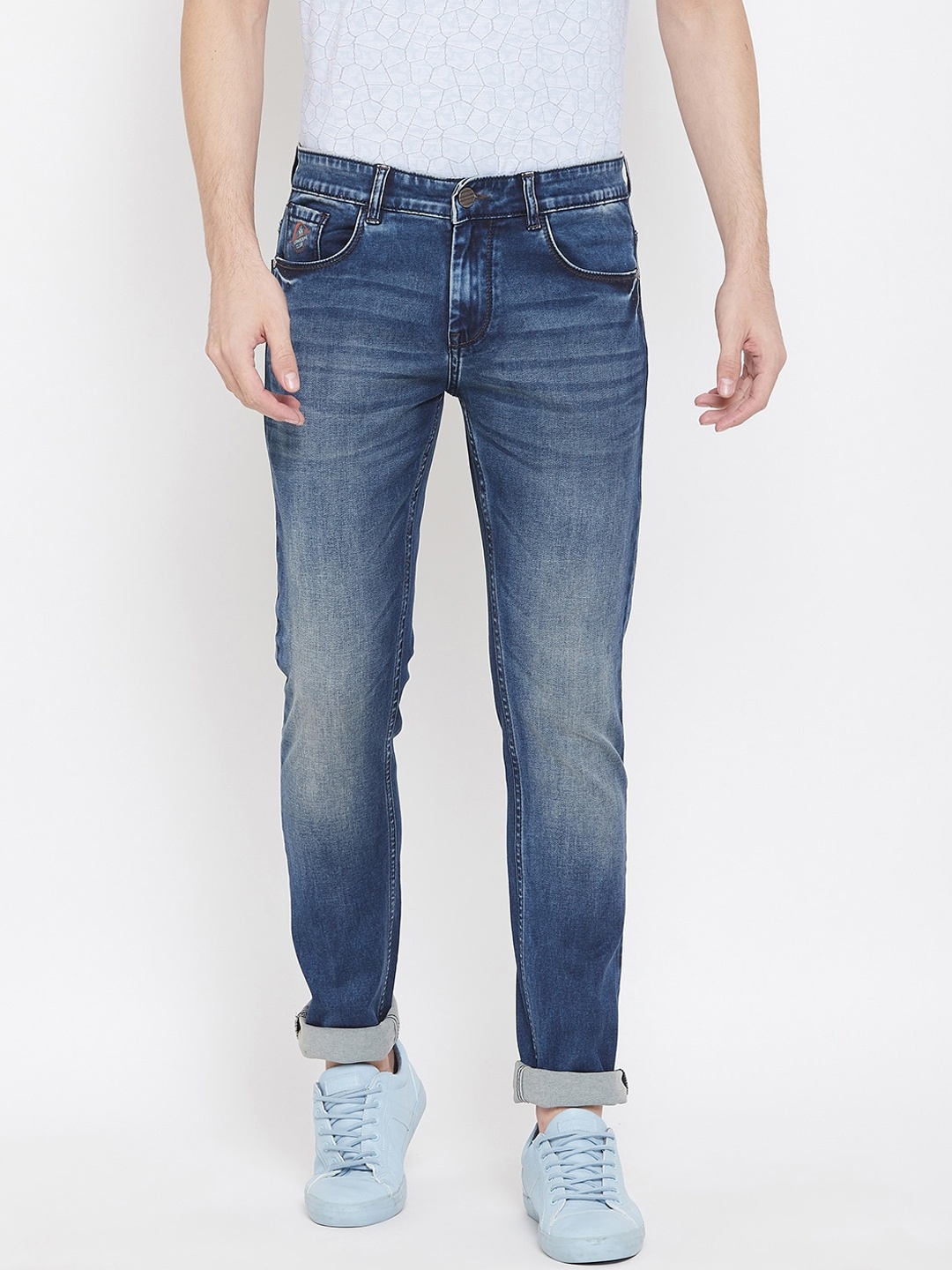 

Crimsoune Club Men Blue Slim Fit Mid-Rise Low Distress Jeans