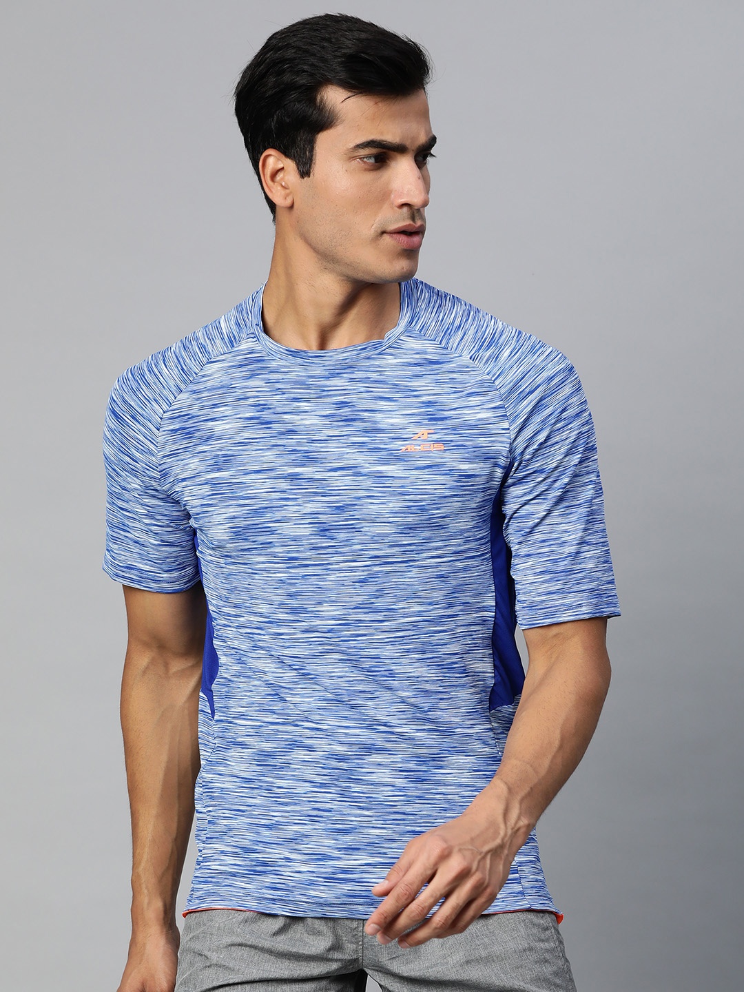

Alcis Men Blue & White Self Design Round Neck Training T-shirt