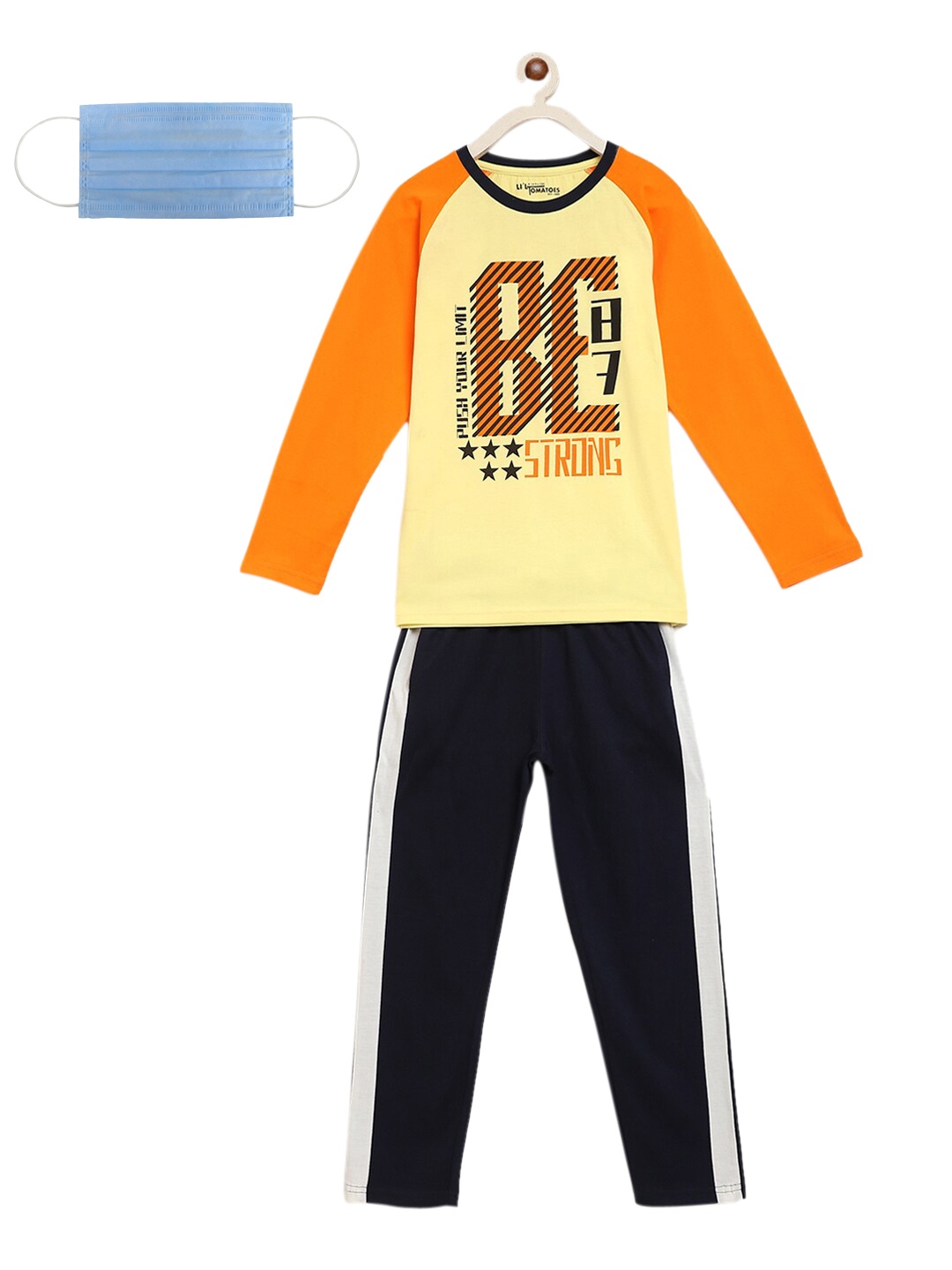 

Lil Tomatoes Boys Yellow & Black Colourblocked Night suit
