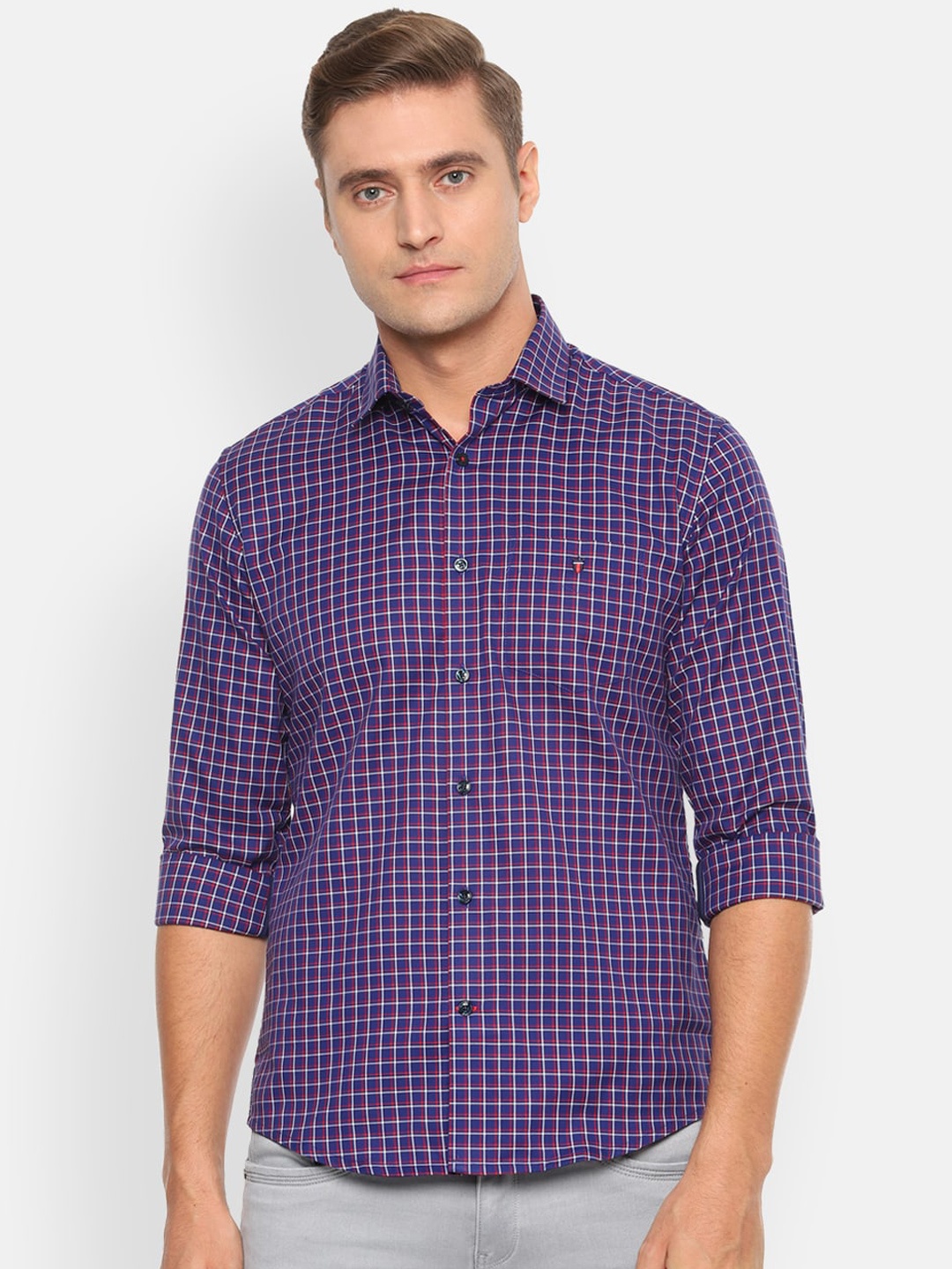 

Louis Philippe Sport Men Blue & Red Slim Fit Checked Casual Shirt