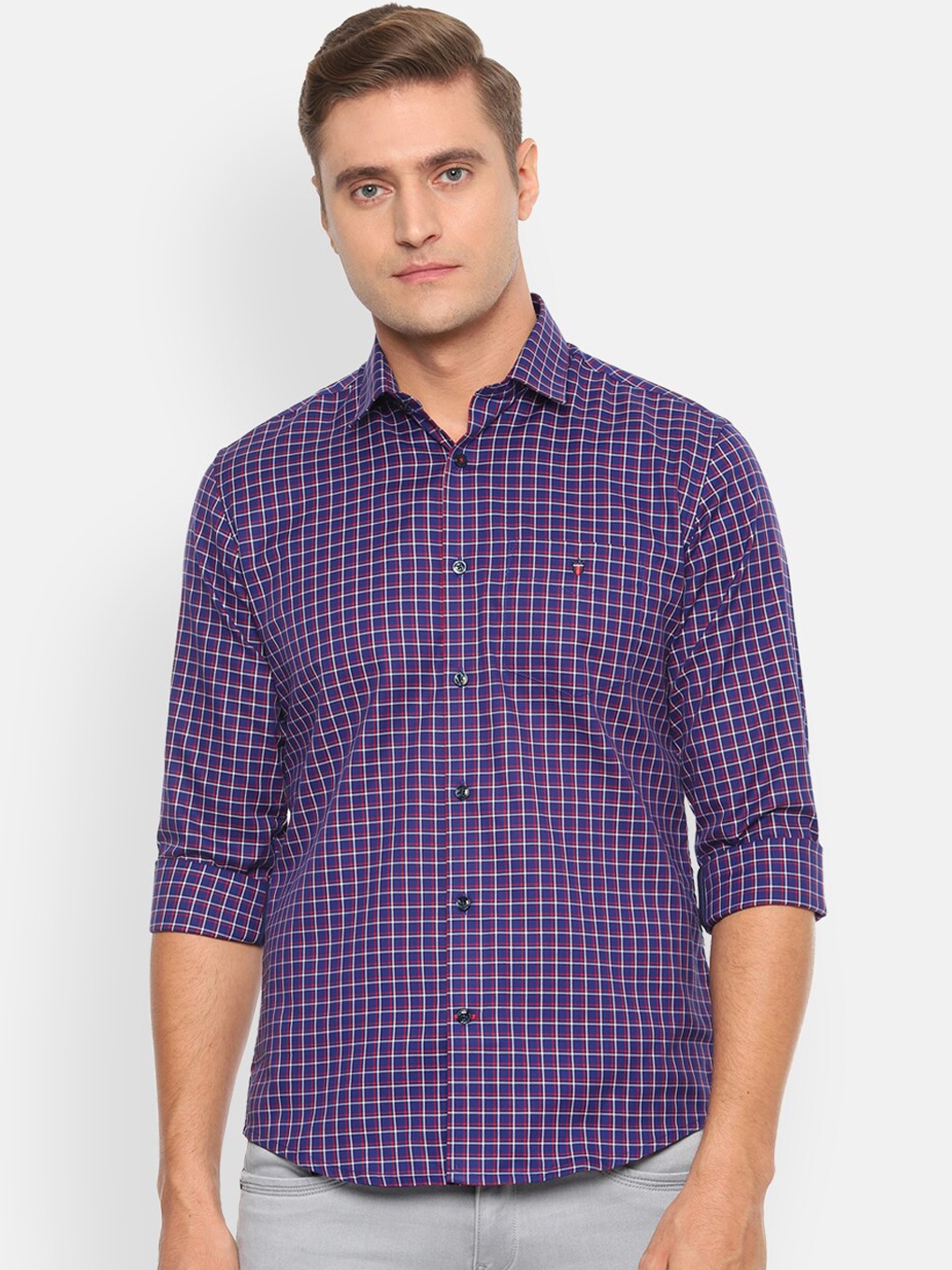 

Louis Philippe Sport Men Blue & Red Slim Fit Checked Casual Shirt