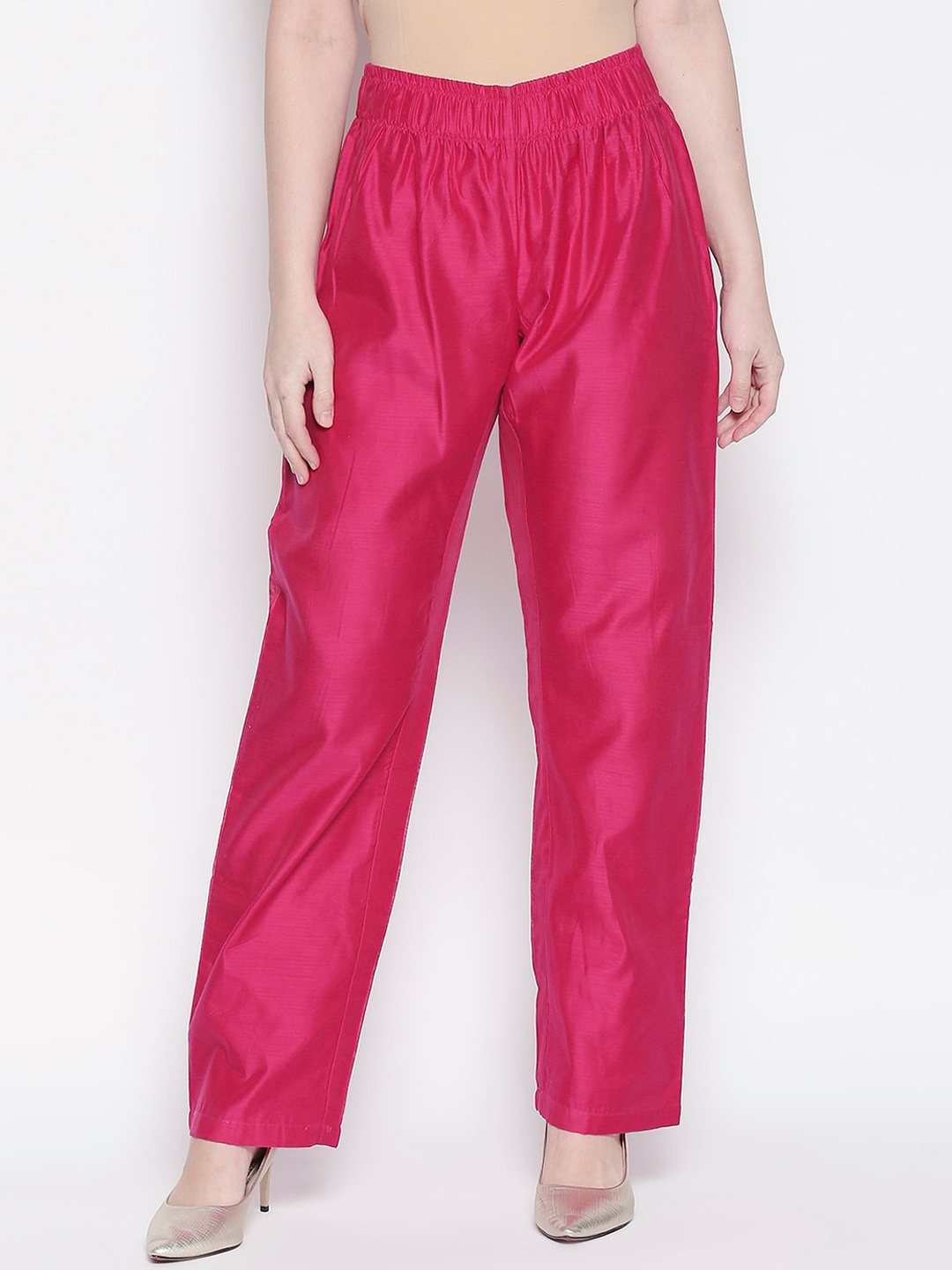 

Desi Weavess Women Fuchsia Regular Fit Solid Regular Trousers