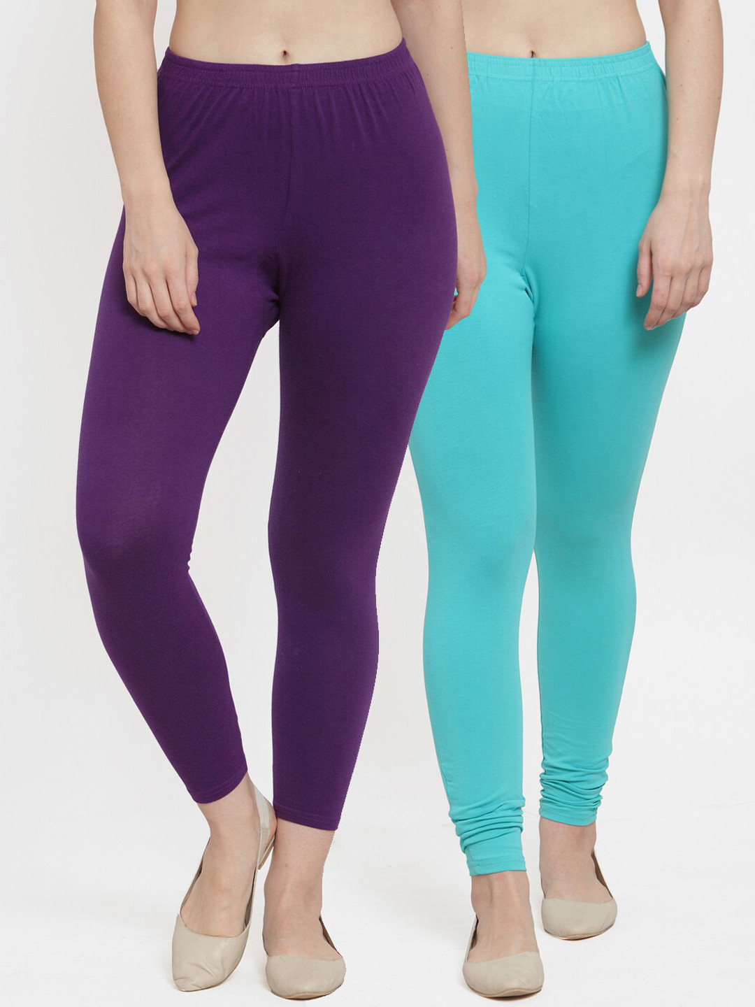 

GRACIT Women Pack Of 2 Solid Leggings, Blue