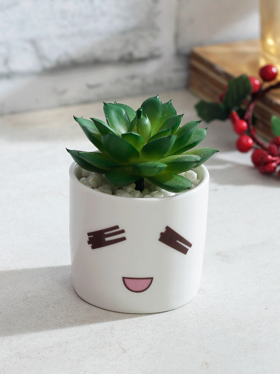 

TAYHAA Green Artificial Bonsai Plant With White Pot