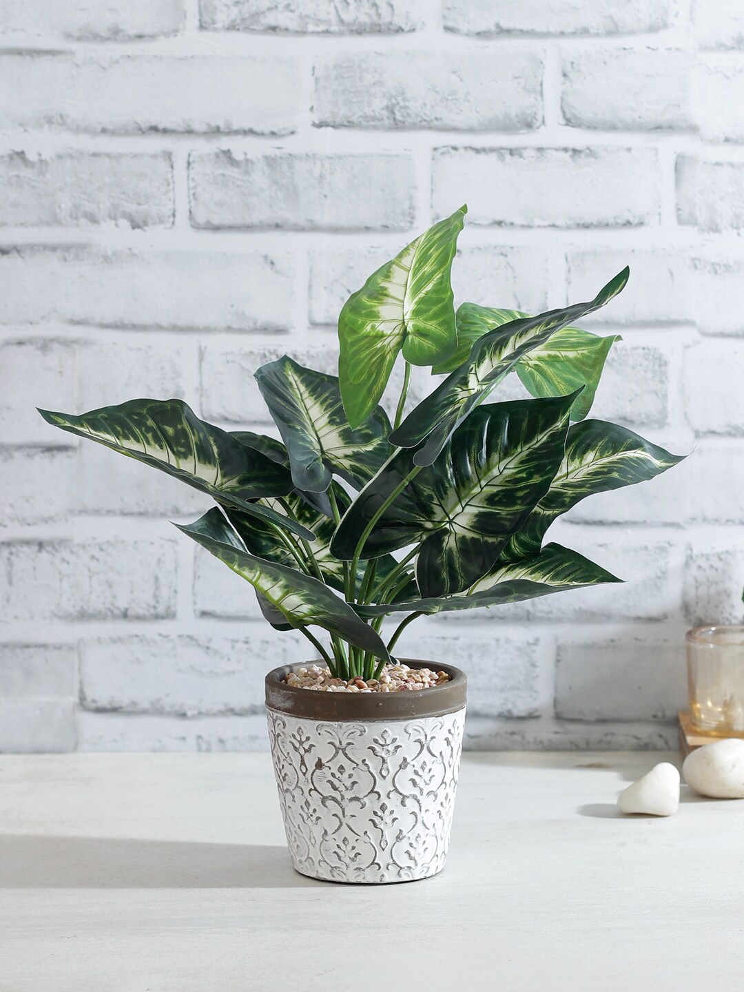 

TAYHAA Green & White Artificial Bonsai Plant With Pot