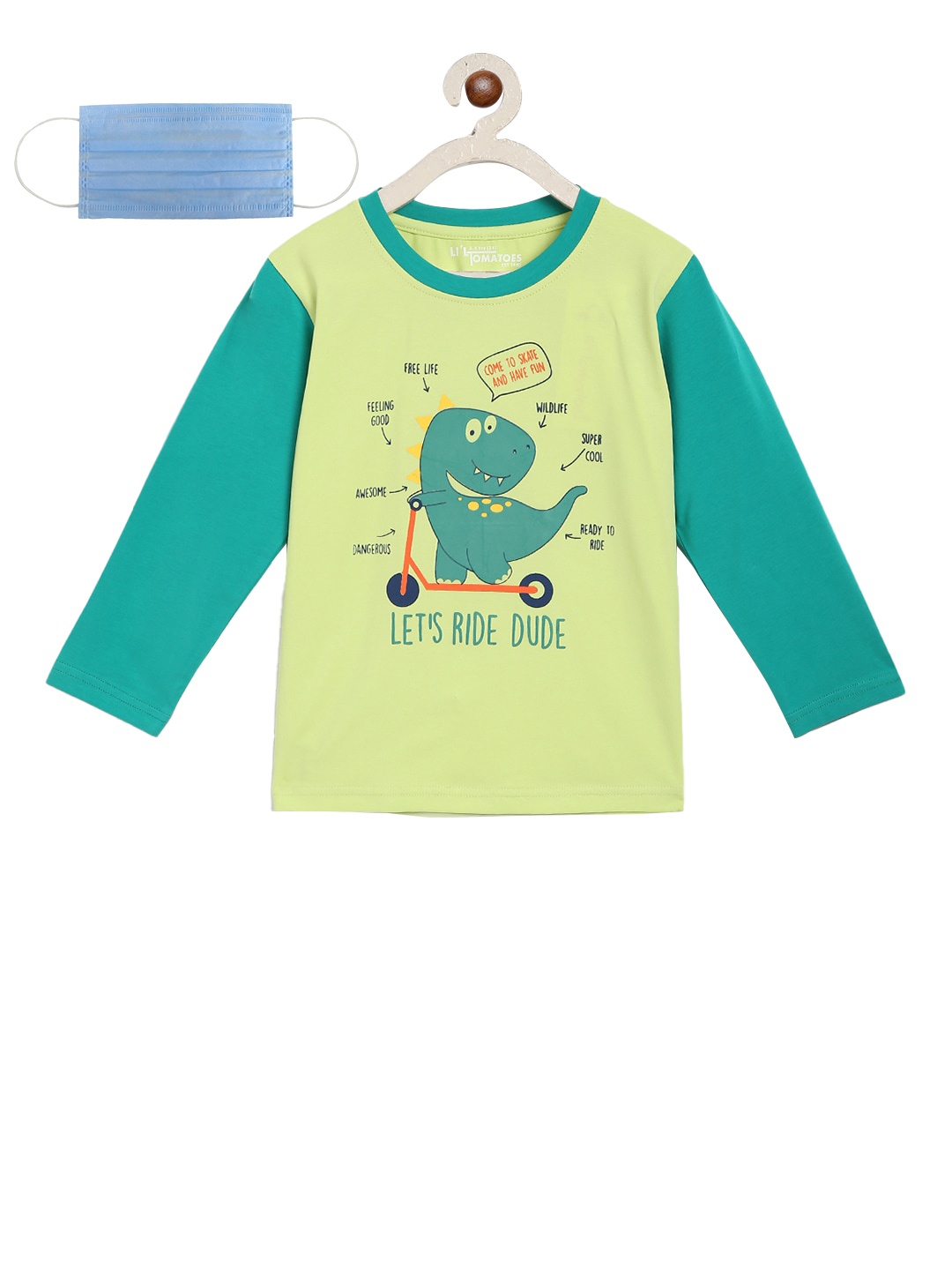 

Lil Tomatoes Boys Lime Green Printed Round Neck T-shirt