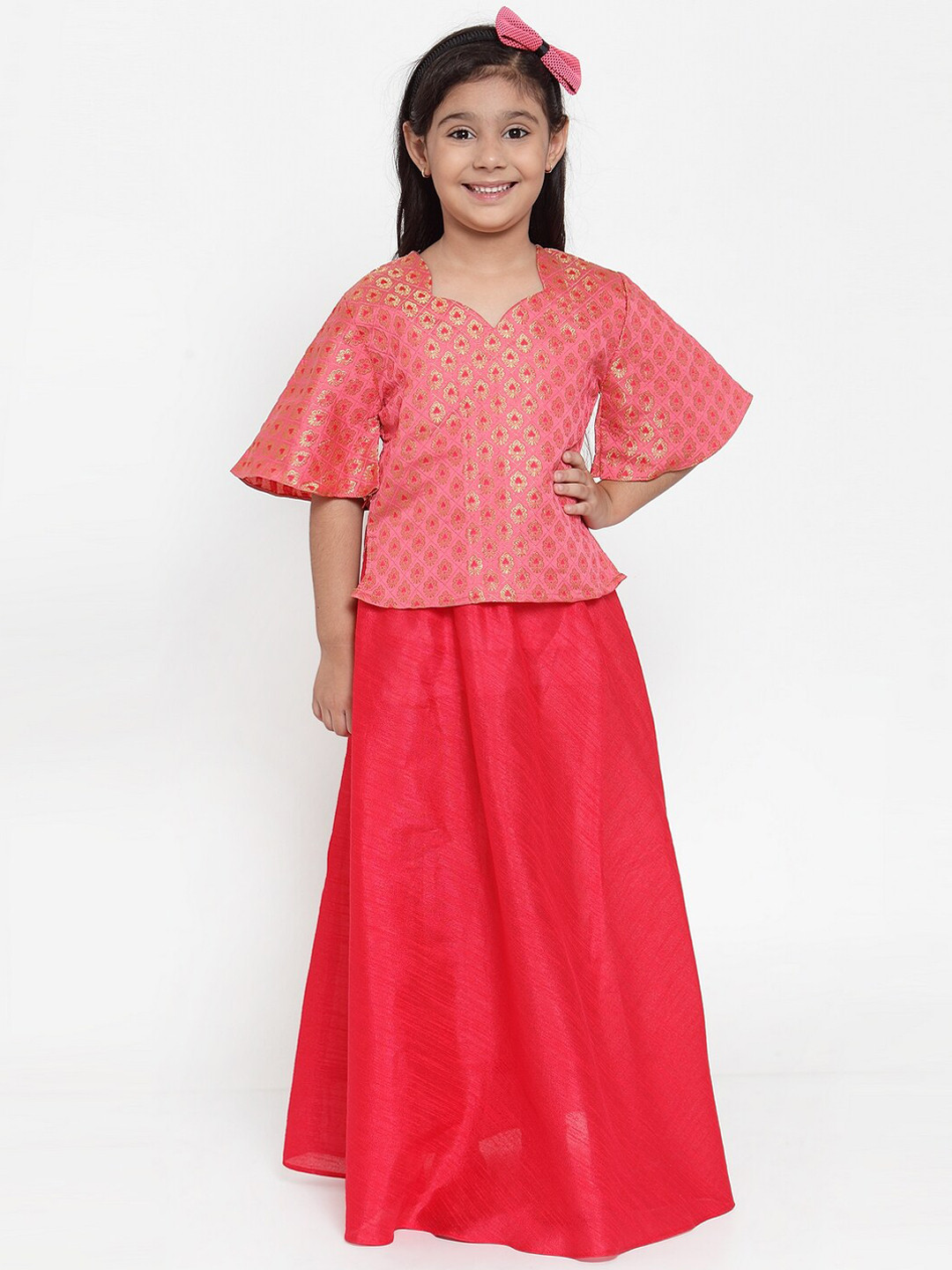 

Baani Creations Pink & Red Ready to Wear Lehenga with Blouse