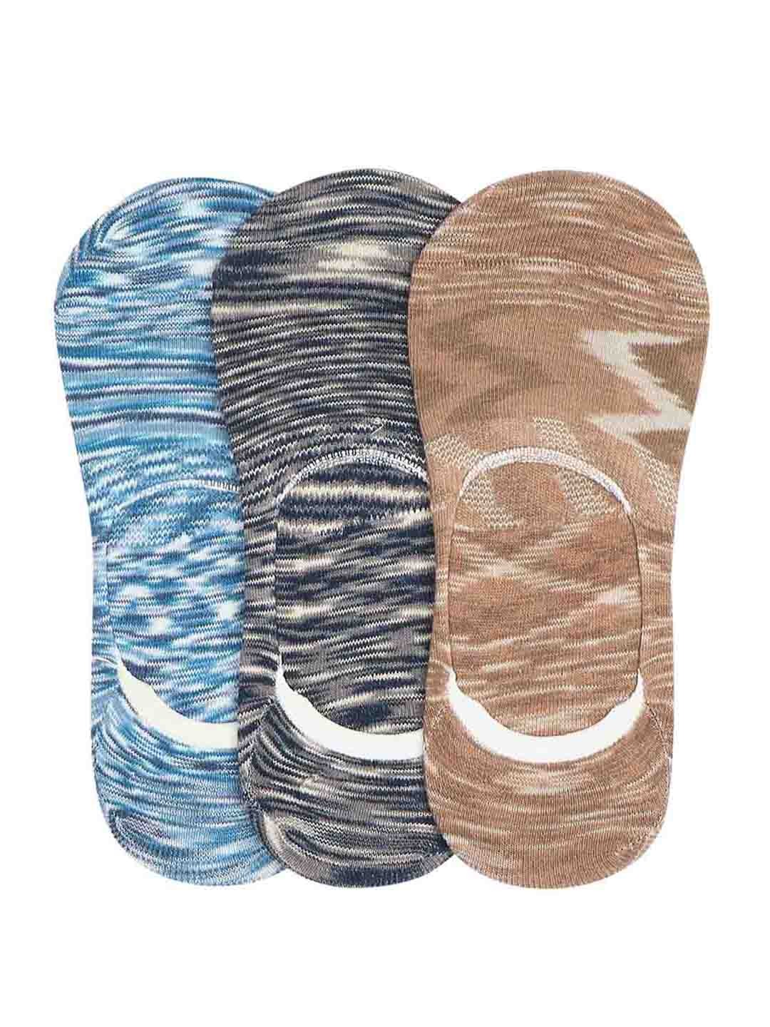 

VINENZIA Men Pack Of 3 Patterned Shoe Liners, Blue