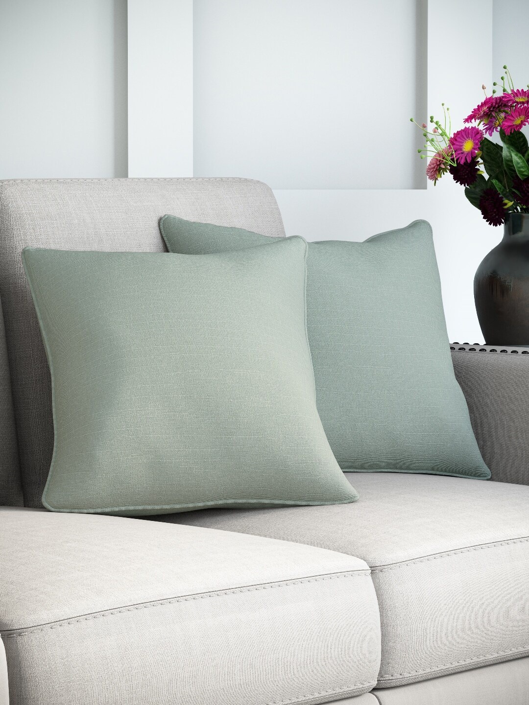 

DDecor Blue Set of 2 Solid Square Cushion Covers
