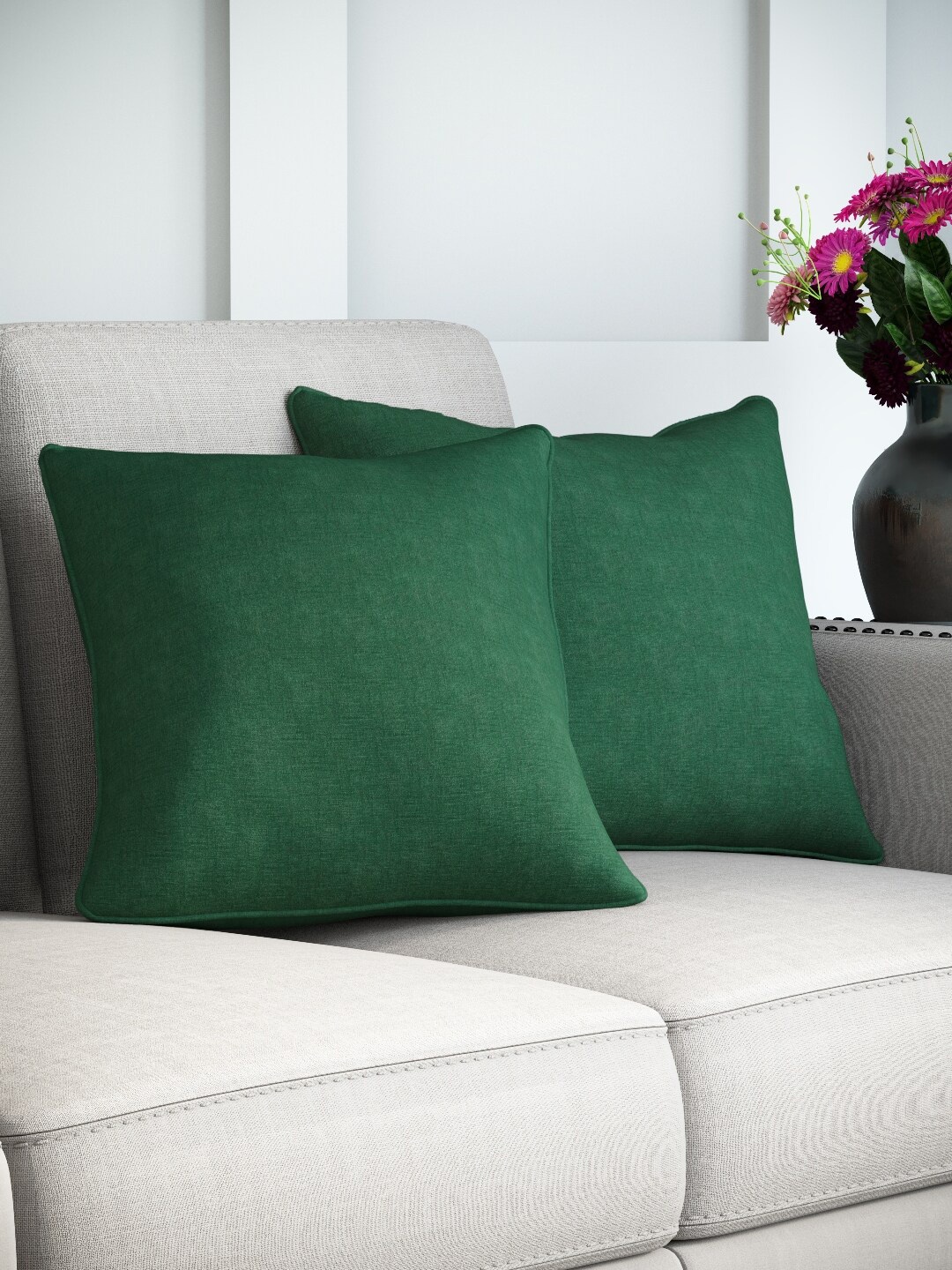 

DDecor Green Set of 2 Solid Square Cushion Covers