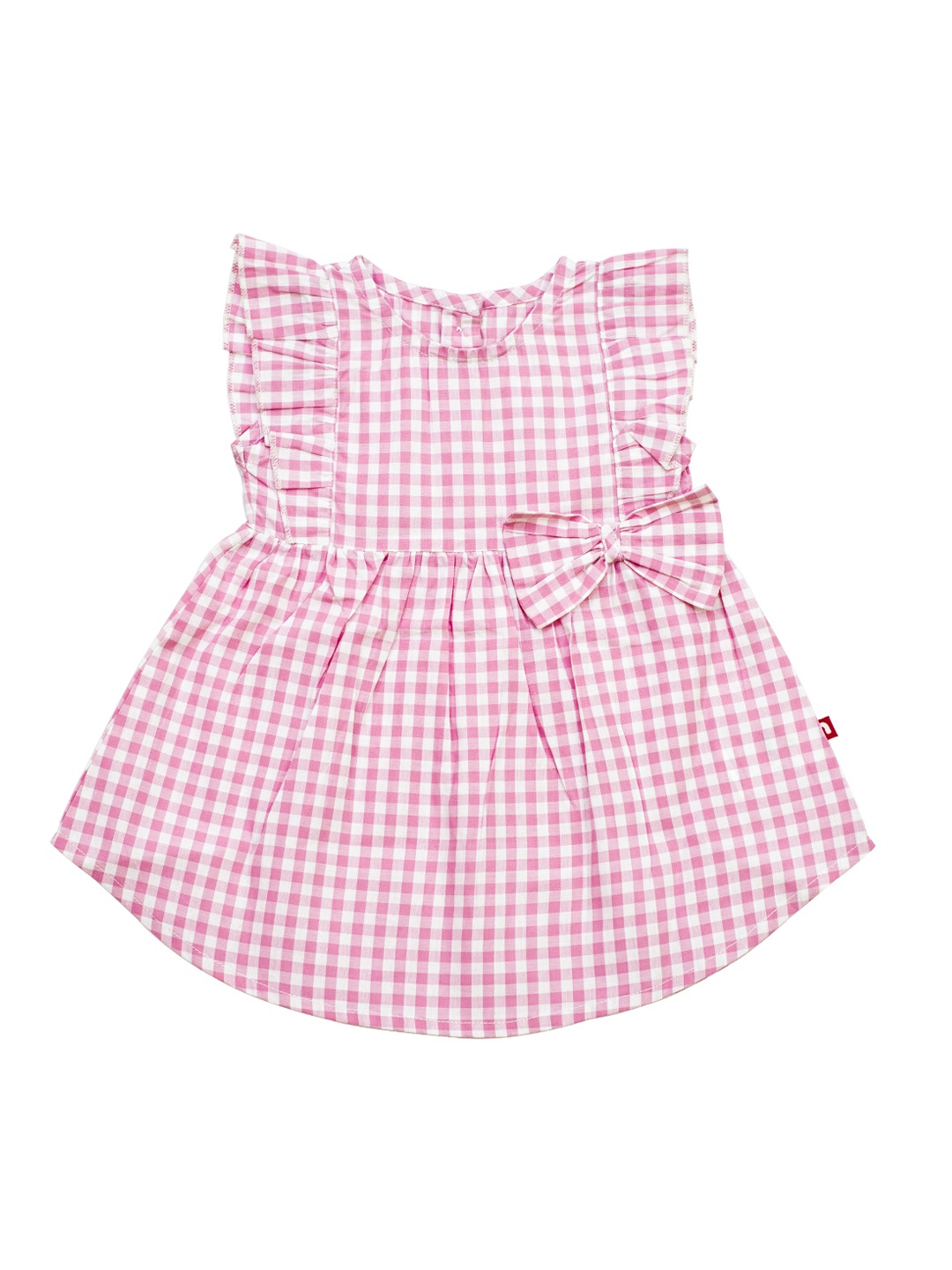 

Nino Bambino Girls Pink Organic Cotton Checked Fit and Flare Dress