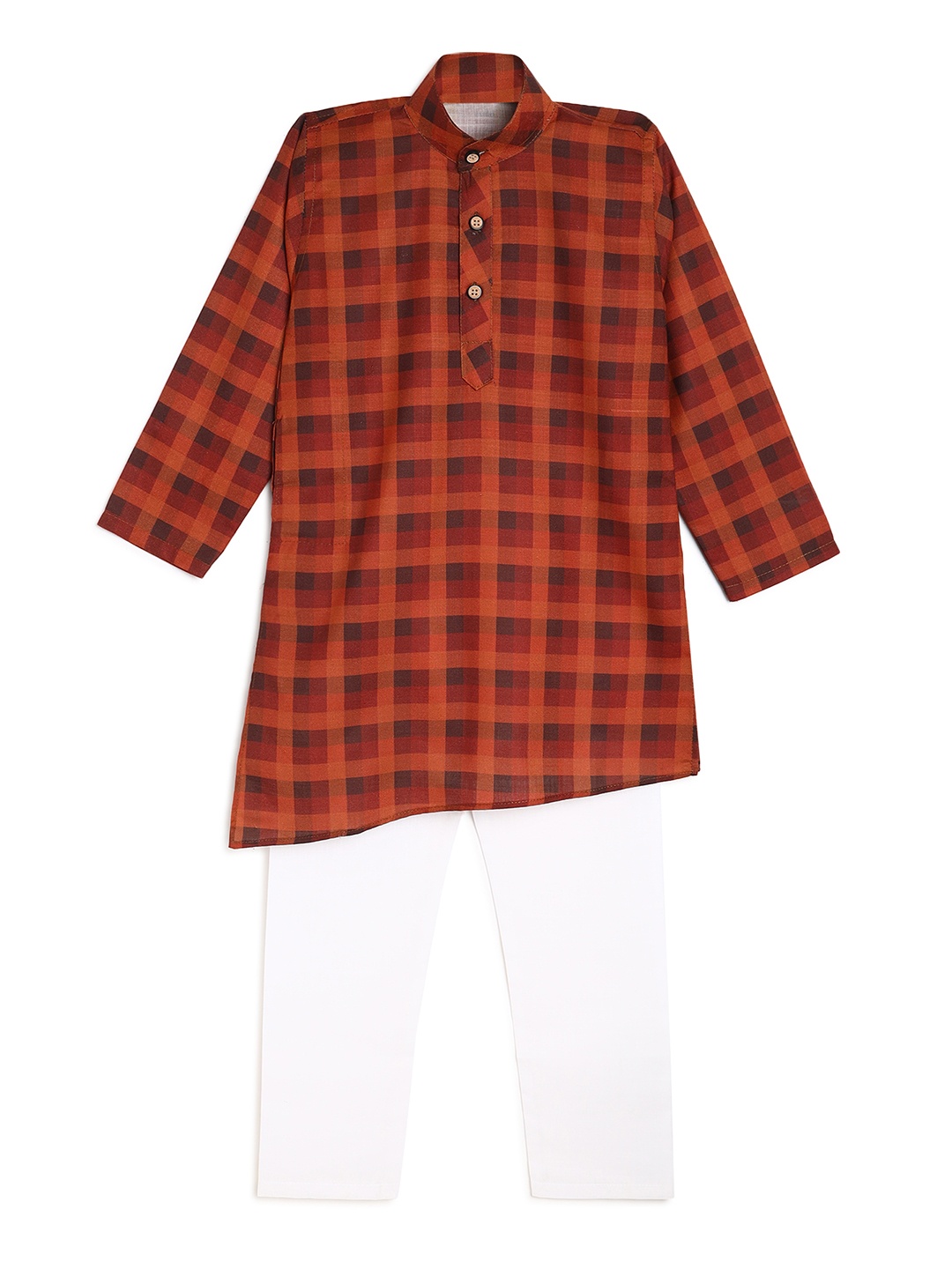 

Kidling Boys Rust Brown & White Kurta with Pyjamas