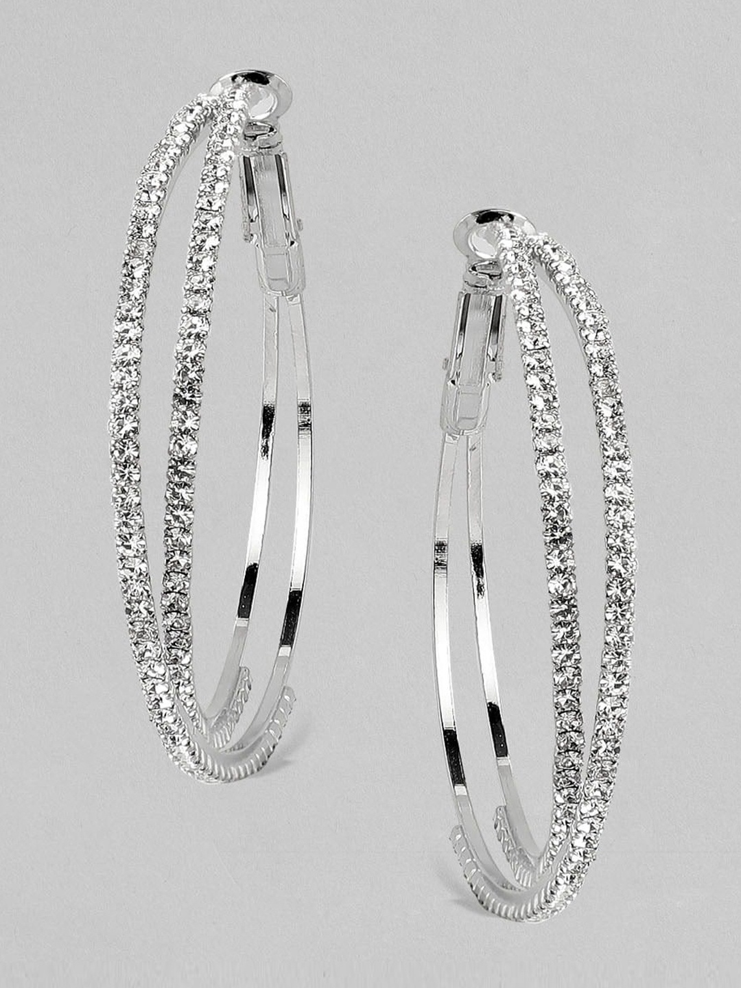 

TOKYO TALKIES X rubans FASHION ACCESSORIES Silver-Plated Handcrafted CZ Hoop Earrings