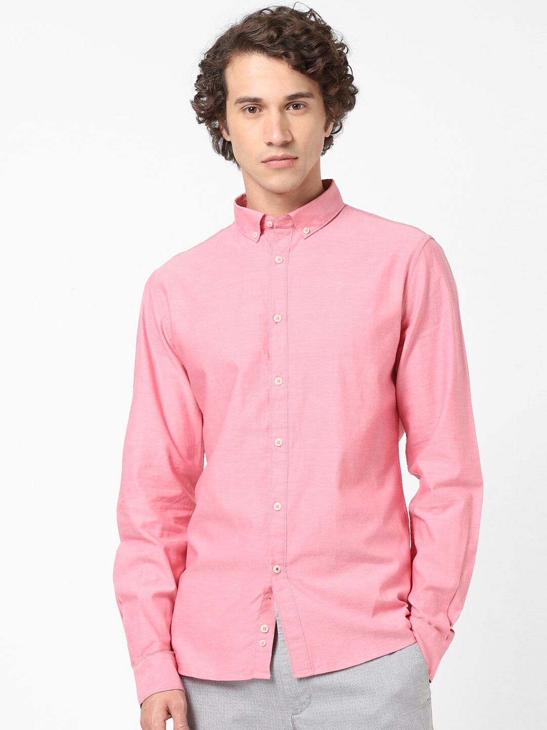 

Celio Men Pink Slim Fit Solid Casual Shirt