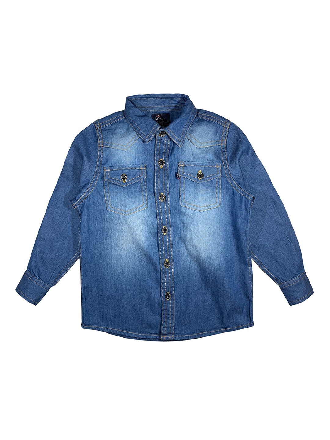 

KiddoPanti Boys Blue Standard Regular Fit Faded Casual Denim Shirt