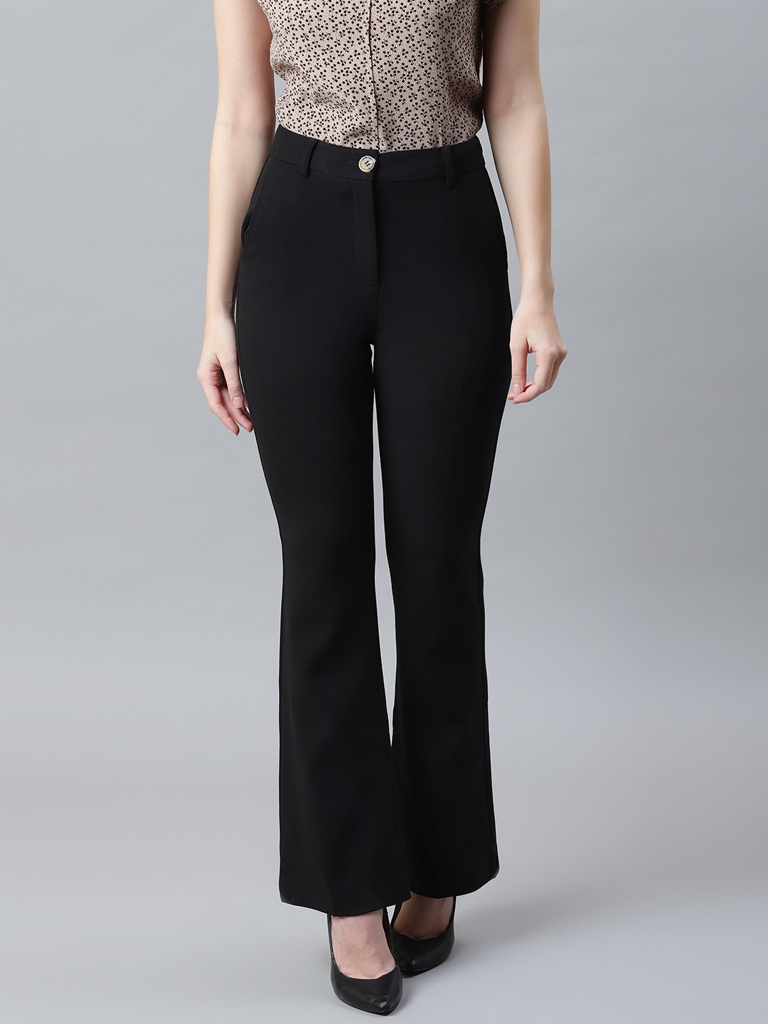 

Marks & Spencer Women Black Slim Fit Solid Bootcut Trousers