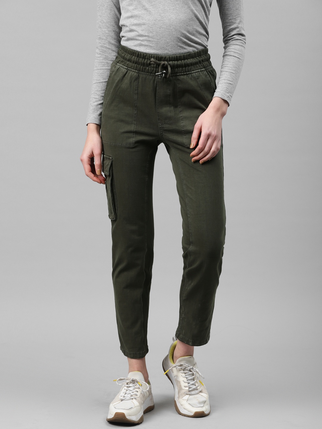 

Marks & Spencer Women Olive Green Regular Fit Solid Cargos